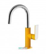 Смеситель для раковины Tres Loft colors однорычажный с поворотным изливом янтарно-желтый/хром 20020504AM