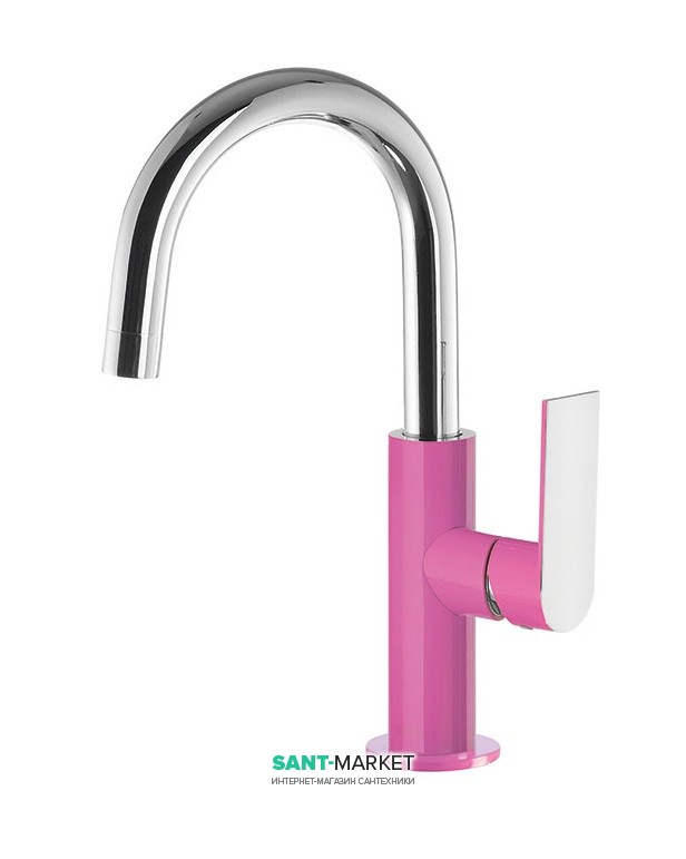 Змішувач для раковини Tres Loft colors одноважільний з поворотним виливом фуксія/хром 20020504FU