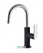 Змішувач для раковини Tres Loft colors одноважільний з поворотним виливом чорний/хром 20020504NE