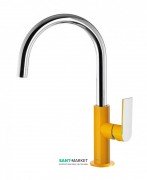 Смеситель для раковины Tres Loft colors однорычажный с поворотным изливом янтарно-желтый/хром 20020505AM