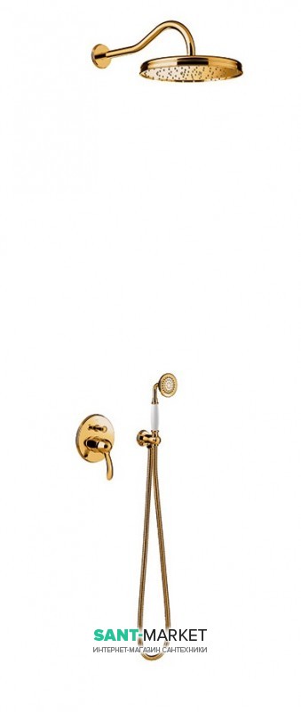 Душевая система скрытого монтажа Tres Tres-Сlasic с однорычажным смесителем золото 24218003OR