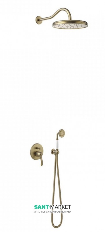 Душова система прихованого монтажу Tres Tres-Clasic з одноважільним змішувачем зістарена латунь матова 24218003LM