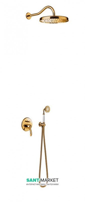 Душова система прихованого монтажу Tres Tres-Clasic з одноважільним змішувачем золото 24218003OR