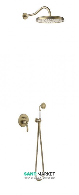 Душова система прихованого монтажу Tres Tres-Clasic з одноважільним змішувачем зістарена латунь 24218003LV