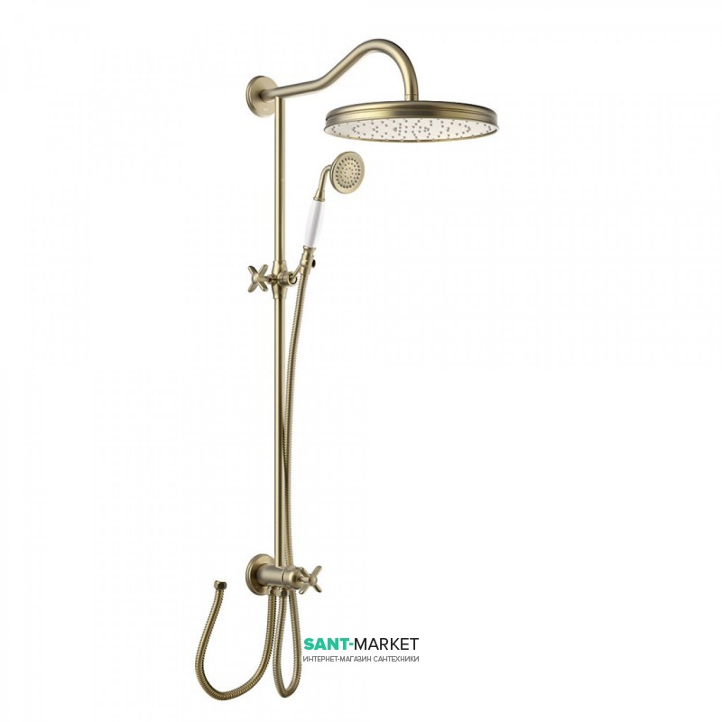 Душевая система Tres Tres-Сlasic с верхним и ручным душем состаренная латунь 24247601LV