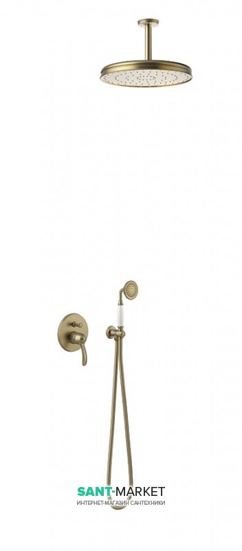 Душевая система скрытого монтажа Tres Tres-Сlasic с однорычажным смесителем состаренная латунь матовая 24218004LM