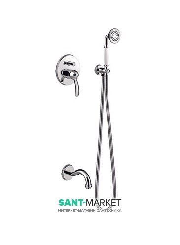 Душова система прихованого монтажу Tres Tres-Clasic з одноважільним змішувачем і виливом для ванни сталь 24218005AC