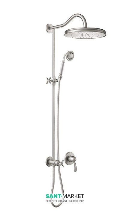 Душевая стойка Tres Tres-Сlasic с однорычажным встроенным смесителем сталь 24217703AC