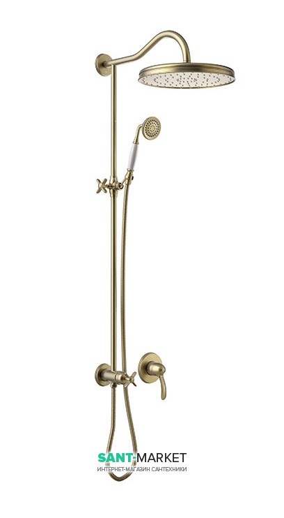 Душевая стойка Tres Tres-Сlasic с однорычажным встроенным смесителем состаренная латунь 24217703LV