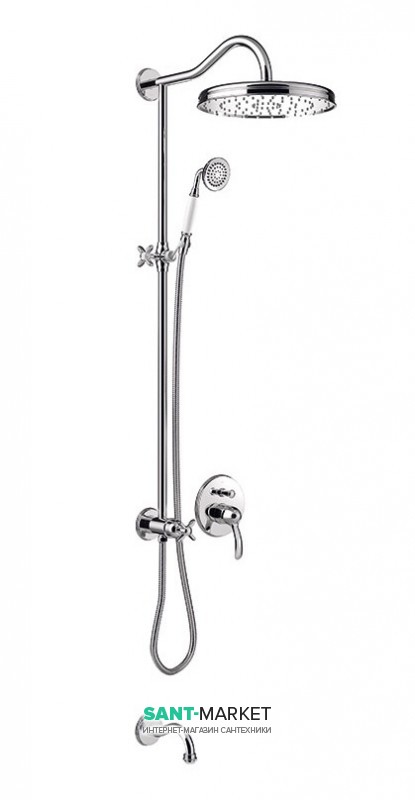 Душевая стойка Tres Tres-Сlasic с однорычажным встроенным смесителем и изливом для ванны хром 24218006