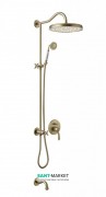 Душова стійка Tres Tres-Clasic з одноважільним вбудованим змішувачем і виливом для ванни зістарена латунь 24218006LV