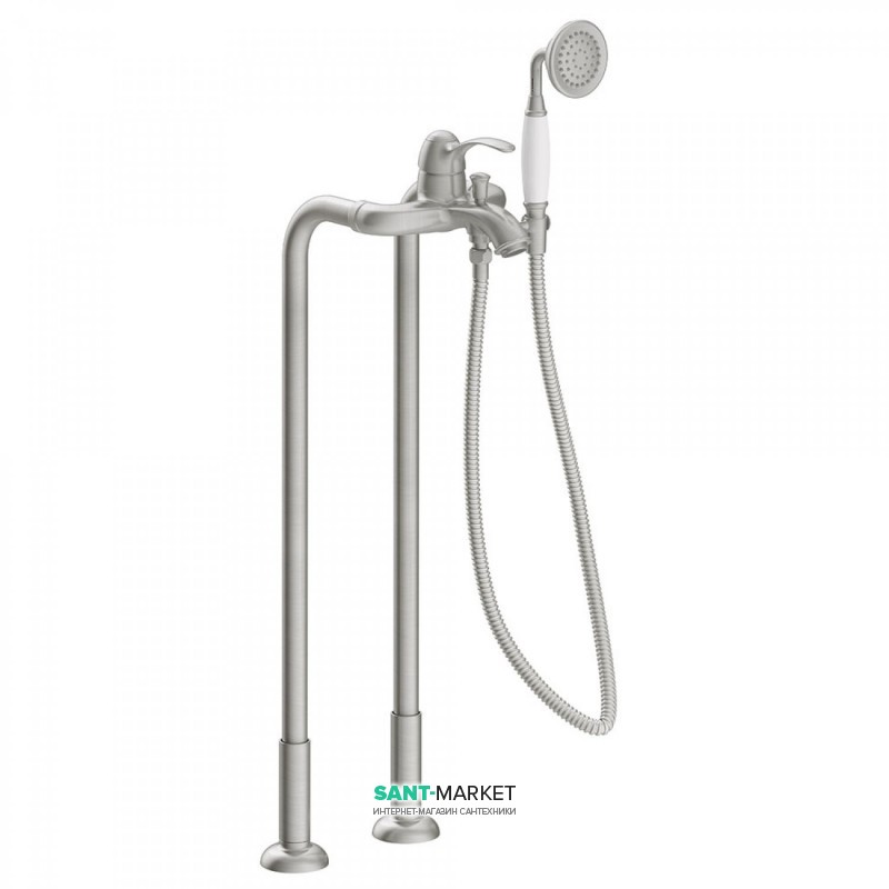 Смеситель для ванной Tres Tres-Сlasic однорычажный с напольным водозабором и ручным душем сталь 24219402AC