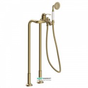 Змішувач для ванної Tres Tres-Clasic одноважільний з підлоговим водозабором і ручним душем зістарена латунь матова 24219402LM