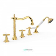Смеситель на борт ванны Tres Tres-Сlasic с ручным душем золото 24214601OR