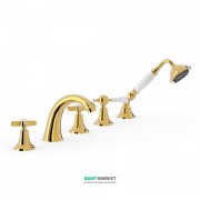 Смеситель на борт ванны Tres Tres-Сlasic двухвентильный с ручным душем золото 24214602OR