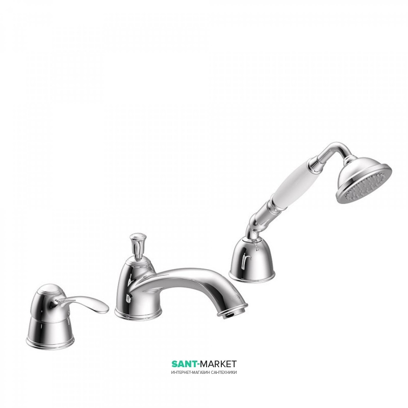 Змішувач на борт ванни Tres Tres-Clasic одноважільний з ручним душем хром 24214501