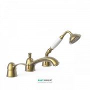 Змішувач на борт ванни Tres Tres-Clasic одноважільний з ручним душем зістарена латунь 24214501LV