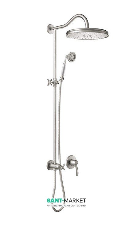 Душевая стойка Tres Tres-Сlasic с однорычажным встроенным смесителем сталь 24217703AC