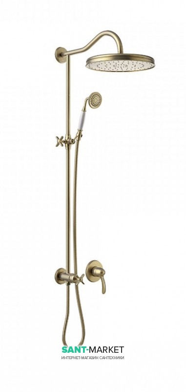 Душова стійка Tres Tres-Clasic з одноважільним вбудованим змішувачем зістарена латунь матова 24217703LM