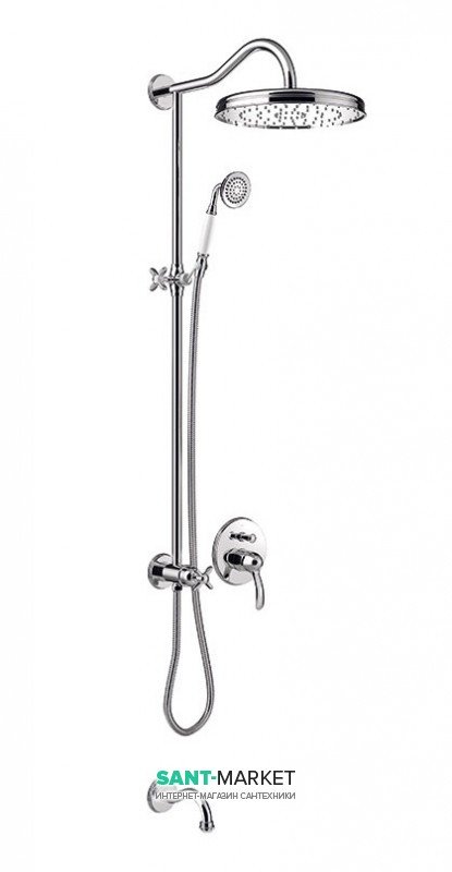 Душевая стойка Tres Tres-Сlasic с однорычажным встроенным смесителем и изливом для ванны хром 24218006