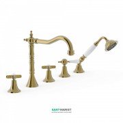 Смеситель на борт ванны Tres Tres-Сlasic с ручным душем состаренная латунь 24214601LV