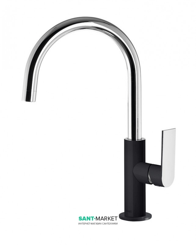 Змішувач для раковини Tres Loft colors одноважільний з поворотним виливом чорний/хром 20020505NE