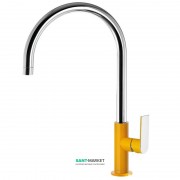 Смеситель для раковины Tres Loft colors однорычажный с поворотным изливом 232 мм янтарно-желтый/хром 20020506AM