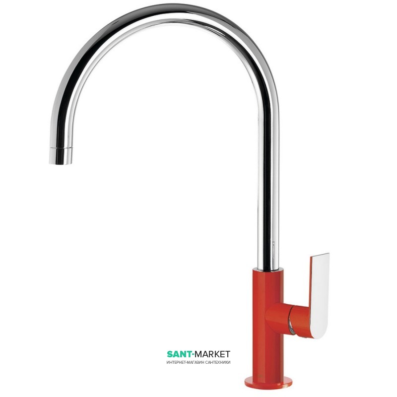 Смеситель для раковины Tres Loft colors однорычажный с поворотным изливом 232 мм красный/хром 20020506RO