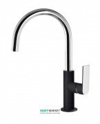 Змішувач для раковини Tres Loft colors одноважільний з поворотним виливом чорний/хром 20020505NE