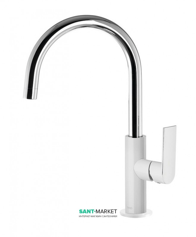 Змішувач для раковини Tres Loft colors одноважільний з поворотним виливом білий/хром 20020505BL