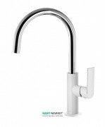 Смеситель для раковины Tres Loft colors однорычажный с поворотным изливом белый/хром 20020505BL