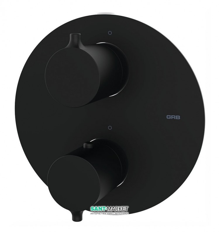 Смеситель для душа GRB Time Black с термостатом 3 потребителя чёрный матовый 47130472