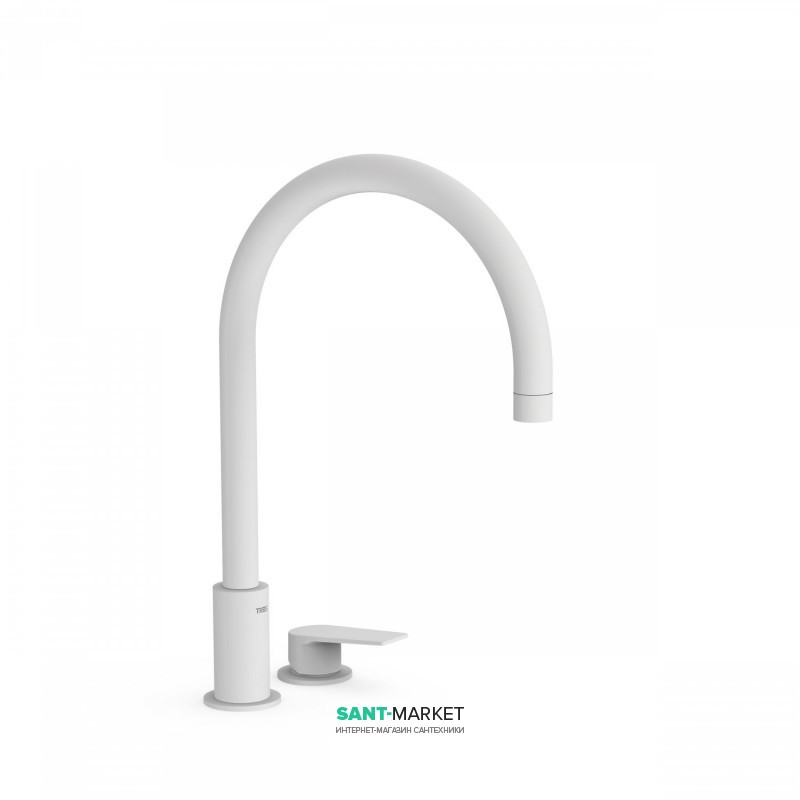 Смеситель для раковины Tres Project-Tres однорычажный с поворотным изливом белый матовый 21110501BM