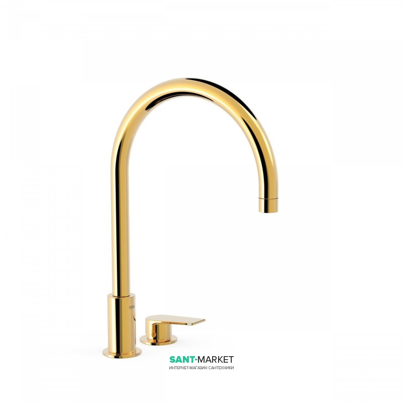Смеситель для раковины Tres Project-Tres однорычажный с поворотным изливом золото 21110501OR