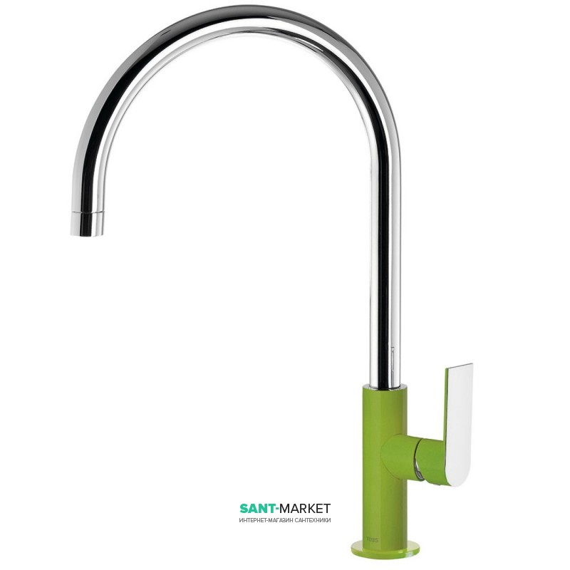 Змішувач для раковини Tres Loft colors одноважільний з поворотним виливом 232 мм зелений/хром 20020506VE