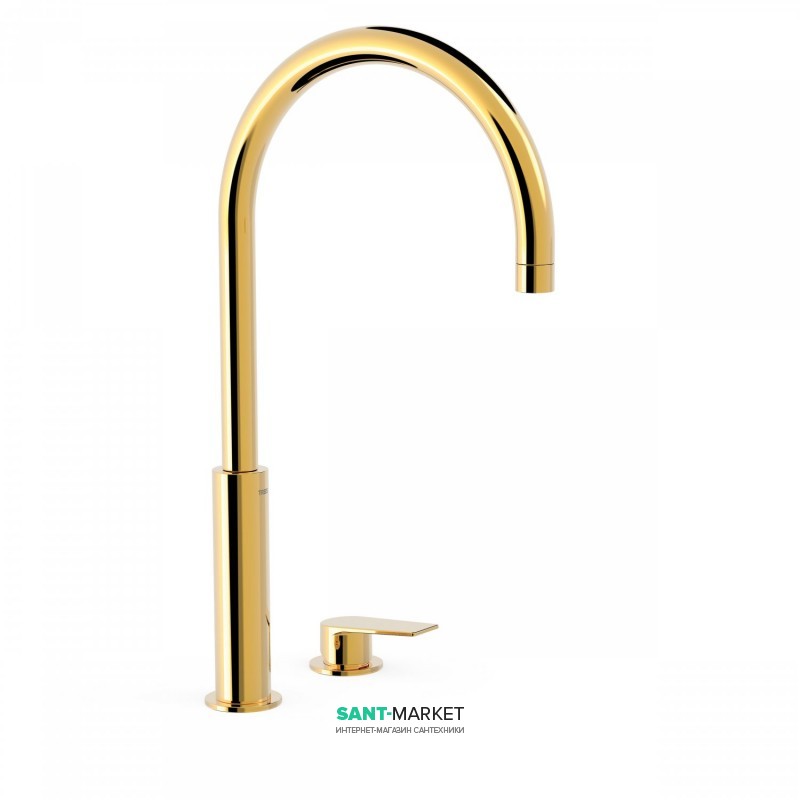 Смеситель для раковины Tres Project-Tres однорычажный с поворотным изливом золото 21110502OR