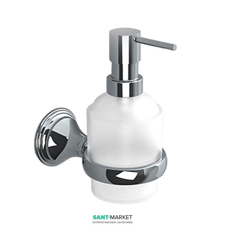 Дозатор для жидкого мыла Sonia Genoa настенный с держателем матовое стекло/латунь хром 107599