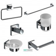 Набор аксессуаров 6 в 1 Sonia Line для ванной матовое стекло/латунь хром 179640