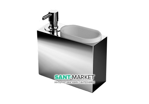 Контейнер с дозатором для жидкого мыла и стаканом для зубных щеток Sonia S5 настольный нержавеющая сталь хром 176564