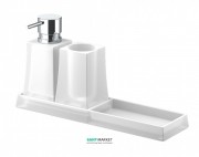 Підставка з дозатором для мила і стаканом для зубних щіток Sonia S7 Mid Сentury Design матове скло/латунь хром 131822