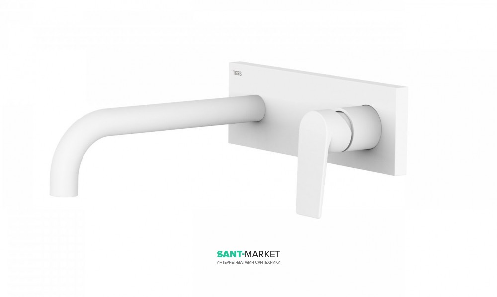 Змішувач для раковини Tres Project colors настінний вилив 224 мм білий матовий 21120002BM