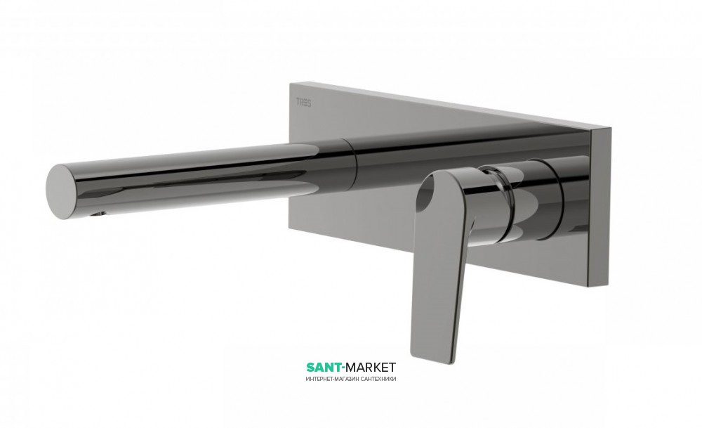 Смеситель для раковины Tres Project colors настенный излив 163 мм черный металл 21120201KM
