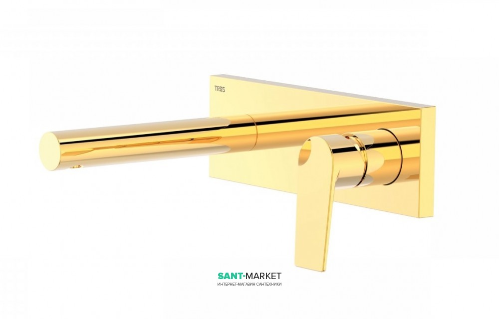 Смеситель для раковины Tres Project colors настенный излив 163 мм золото 21120201OR