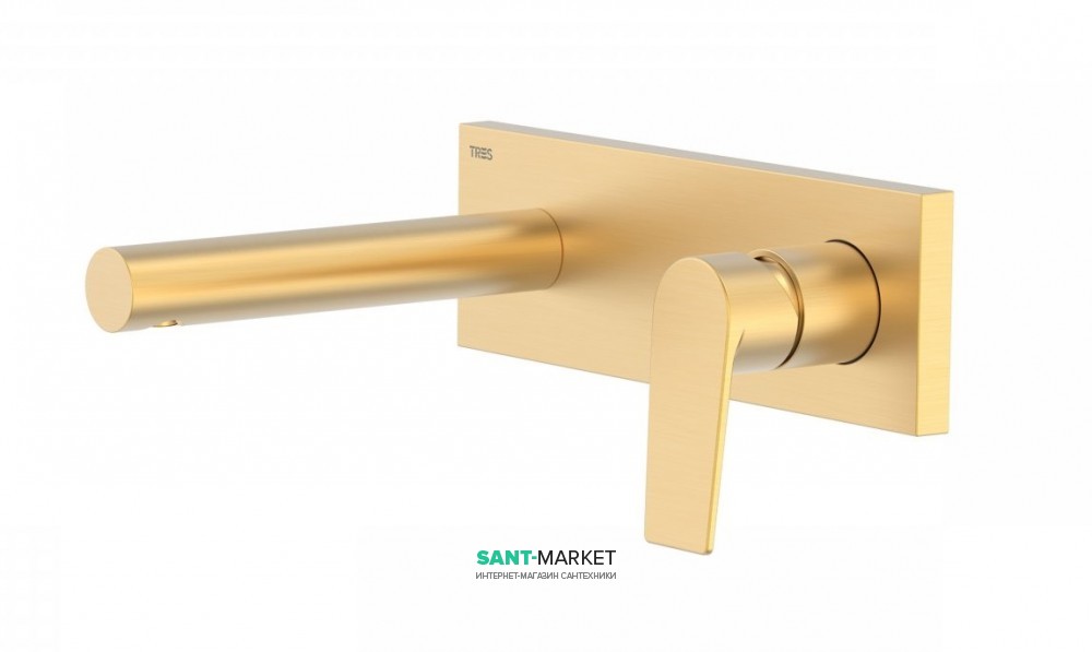 Смеситель для раковины Tres Project colors настенный излив 163 мм золото матовый 21120201OM