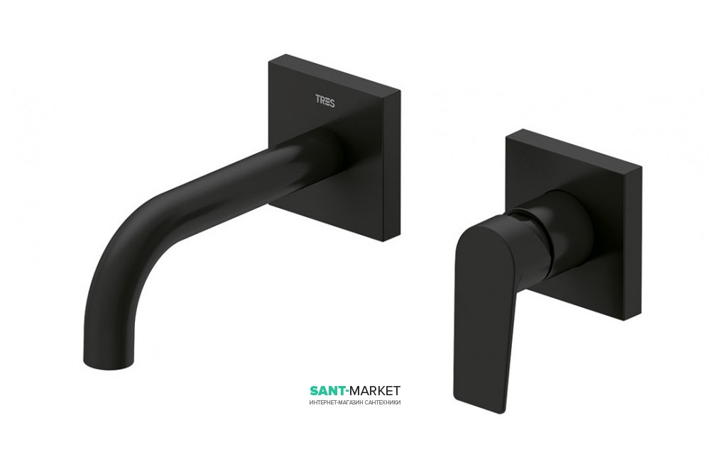 Змішувач для раковини Tres Project colors настінний вилив 170 мм чорний матовий 21120080NM