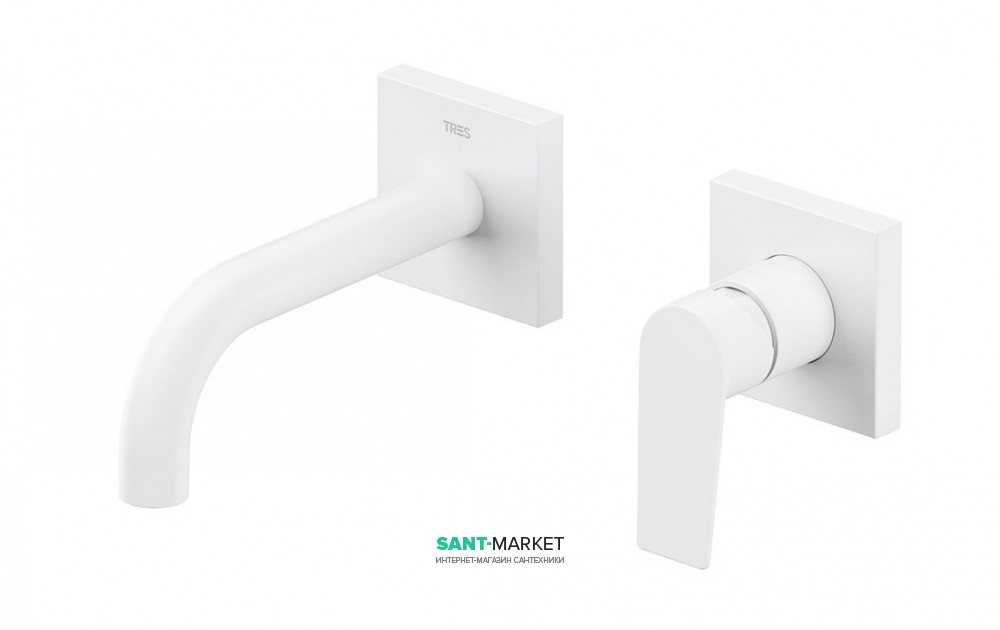 Смеситель для раковины Tres Project colors настенный излив 170 мм белый матовый 21120080BM