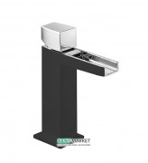 Смеситель для раковины Tres Slim-Tres с открытым каскадным изливом черный/хром 20211002NE