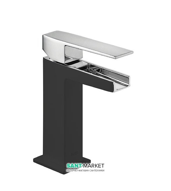 Змішувач для раковини Tres Slim-Tres з відкритим каскадним виливом чорний/хром 20211001NE