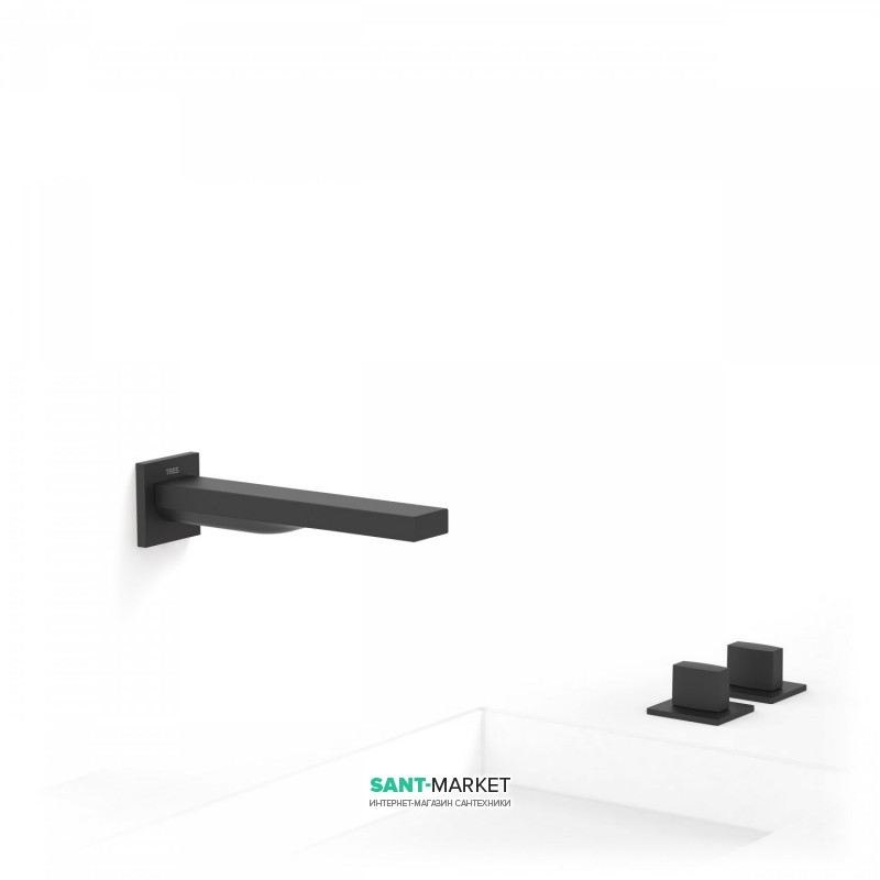 Смеситель для ванной Tres Slim colors двухвентильный черный матовый 20223801NM