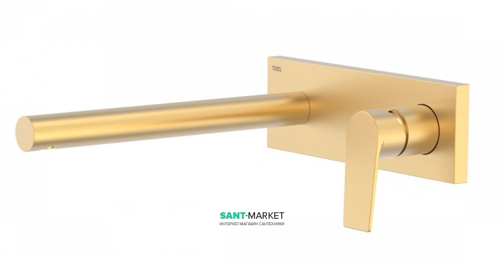 Смеситель для раковины Tres Project colors настенный излив 253 мм золото матовый 21120203OM